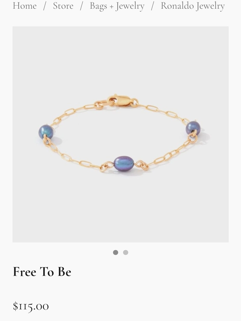 Ronaldo Delicate Gold-Link Necklace/bracelet Set with Dark Pearls - Picture 5 of 7